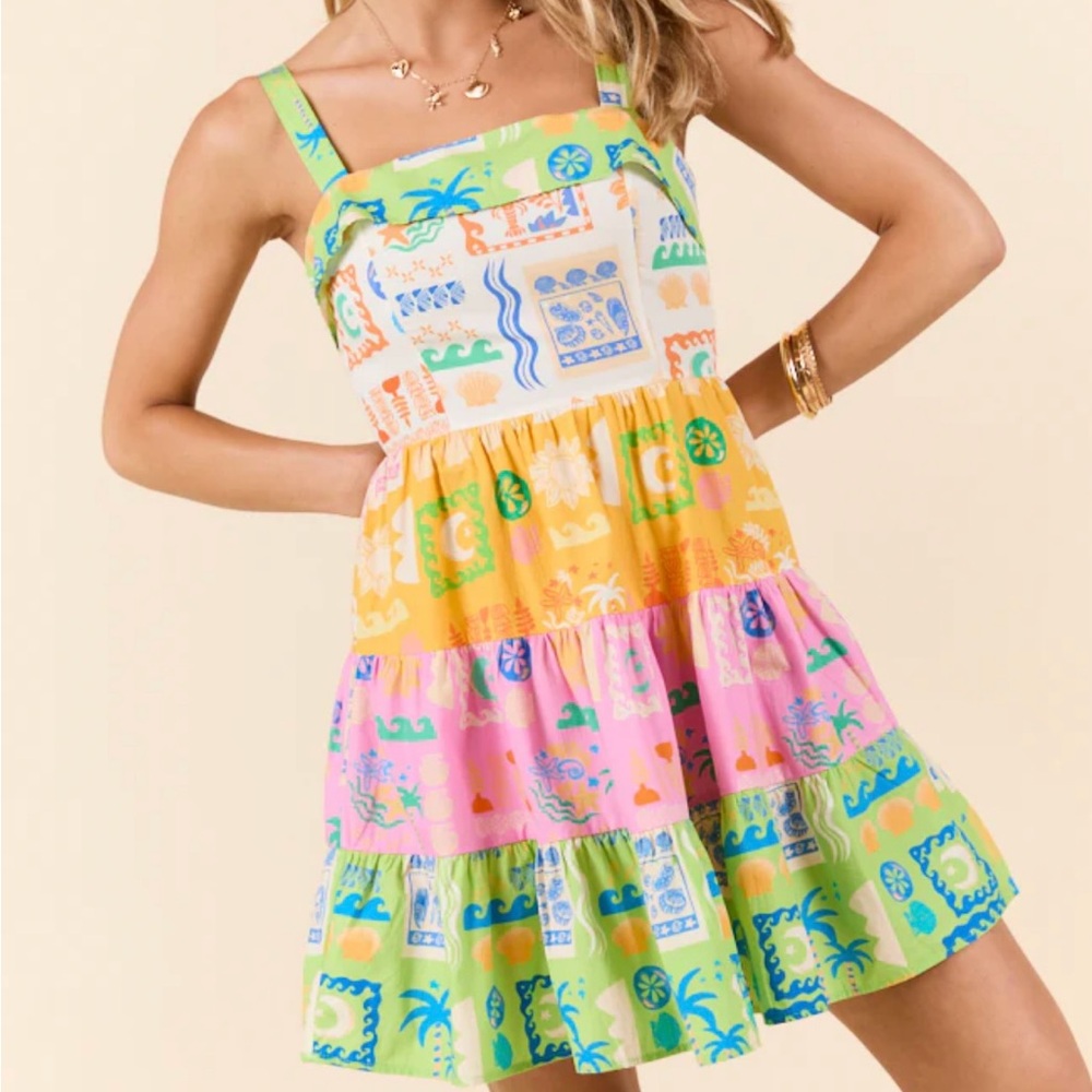 Flying Tomato Color Block Icon Dress